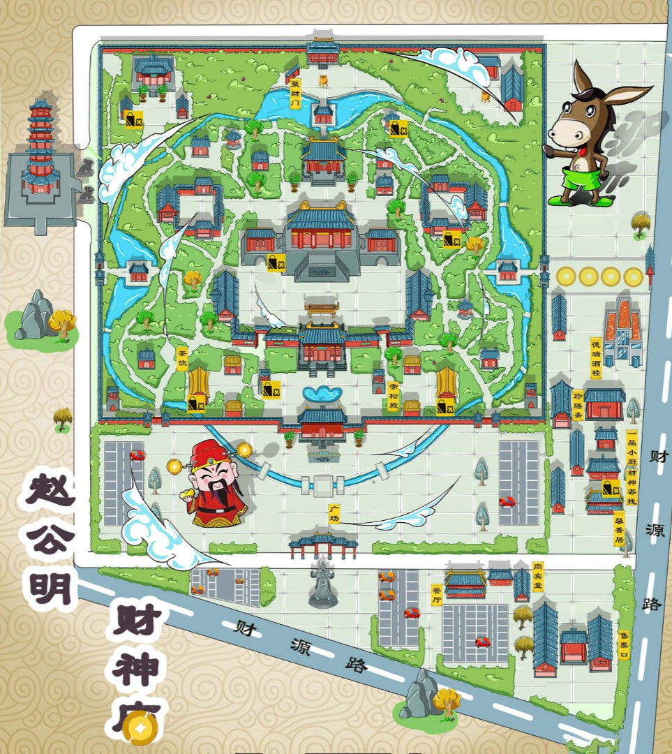 惠城寺庙类手绘地图